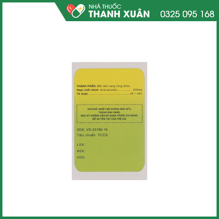 Vitamin C 500mg Vidipha thuốc điều trị bệnh do thiếu vitamin C, Methemoglobin huyết vô căn